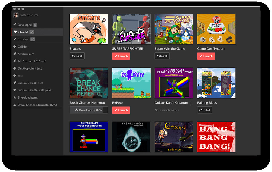 itch.io ya tiene su propia app