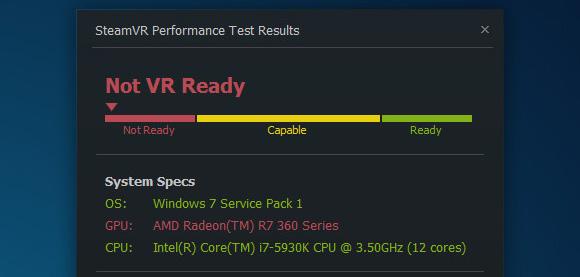 Steamvr performance test не видит видеокарту